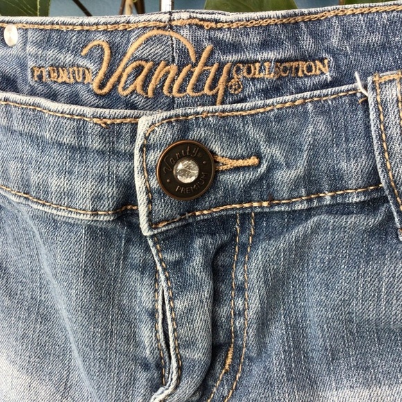 Vintage 90s Y2K Vanity Blue Jean Shorts Distressed Cut-Off Style - Picture 3 of 8